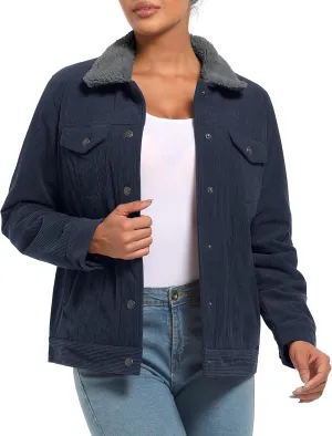 YUCOLEN Corduroy Sherpa Jacket Women - Trendy Western Fleece Lined Coats Winter Warm Button Down Casual Cute Shackets 2025