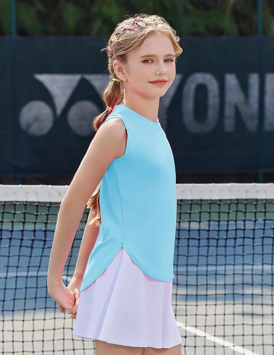 Zaclotre Girls Athletic Tank Tops High-Low Hem Loose Fit Summer Top Kids Sleeveless Sport Shirts 5-14 Years