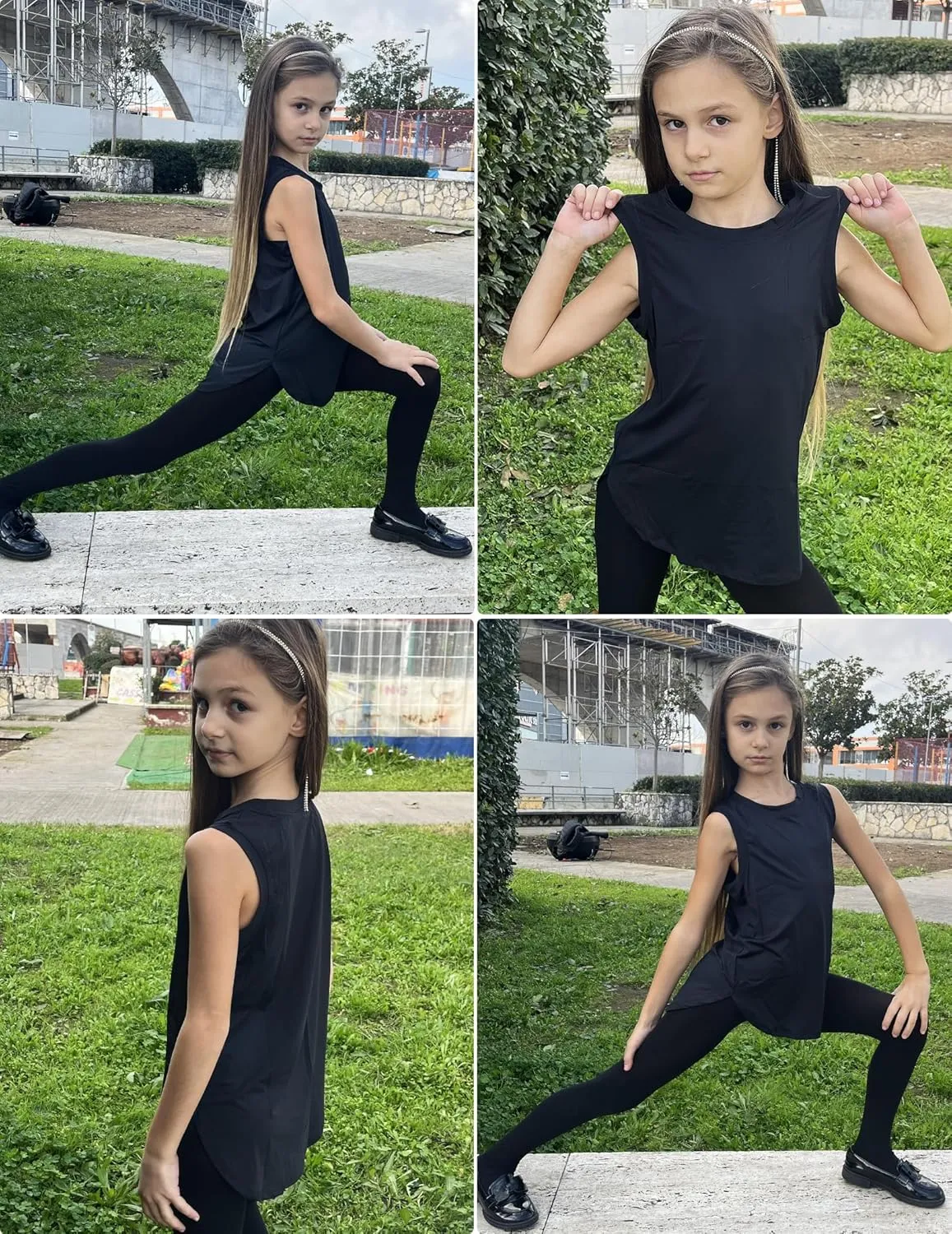 Zaclotre Girls Athletic Tank Tops High-Low Hem Loose Fit Summer Top Kids Sleeveless Sport Shirts 5-14 Years