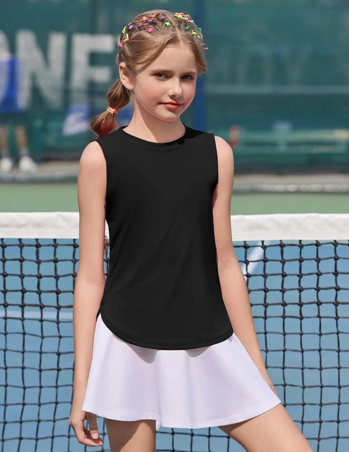Zaclotre Girls Athletic Tank Tops High-Low Hem Loose Fit Summer Top Kids Sleeveless Sport Shirts 5-14 Years