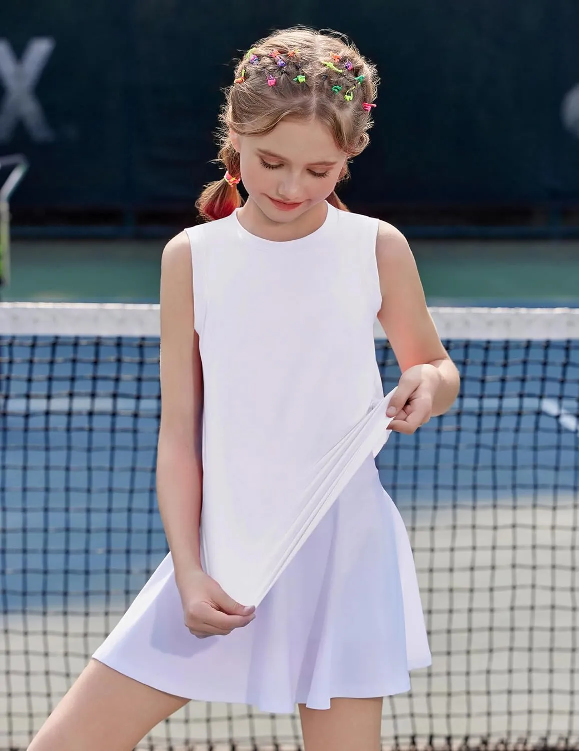 Zaclotre Girls Athletic Tank Tops High-Low Hem Loose Fit Summer Top Kids Sleeveless Sport Shirts 5-14 Years